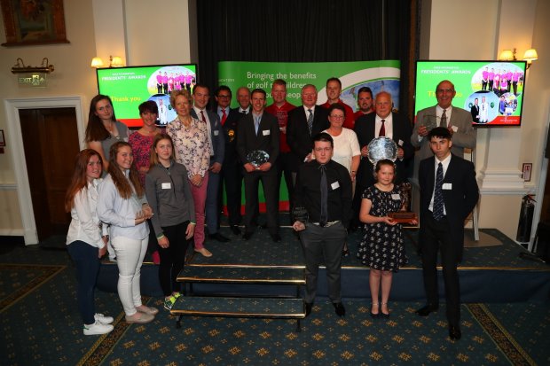 All Award winners received their trophies from Sandy Jones, President of the Golf Foundation (Getty Images)