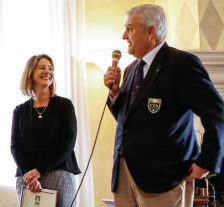Presentation of GEO re-Certified® certificate to Golf Della Montecchia. (from left) Valentina Buscaini,Lyoness; Count Giordano Emo Capodilista; Paolo Casati, Club Owner, Golf Della Montecchia; Mayor Bruno Saponara; Kelli Jerome, Managing Director, GEO, and Antonio Bozzi representing Federazione Italiana Golf