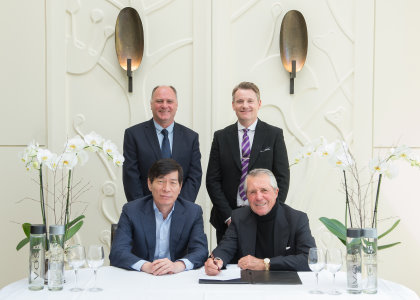 At front Mr Songhua Ni, President of Reignwood Group and Gary Player; rear Kenny MacKay and Stephen Gibson, Wentworth Club
