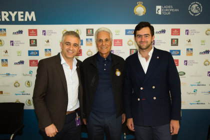 Ladies European Tour CEO Ivan Khodabakhsh, Hassan II Golf Trophy Association Deputy Vice Chairman Mustapha Zine and La Pradera de Potosi Event Director, Sebastian Pinzón.