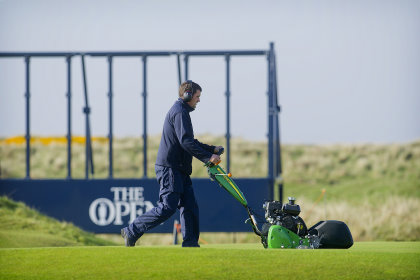 John Deere 220SL walk behind mower, in preparation of The Open 2016, Royal Troon Golf Club.