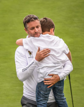 Darren Gass with his son, Foster, at the end of last year's event in memory of Davida Gass