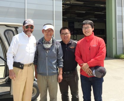 From left: James Prusa, Golf Courses and Laboratory Director of SKY72, Kyung-ho Yun, Jack Nicklaus Golf Club of Korea Superintendent, Li Mengsheng, Jacobsen Product Support Manager, Hyun Cho, who SKY72 Course Support Team Superintendent