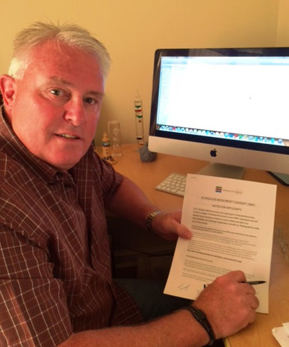 Greens Chairman Keith Newman working on the Scheduled Ancient Monuments App