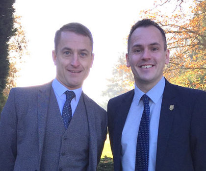 (from  left) Ian Berry, Director of Golf at Macdonald Portal Hotel, Golf and Spa with Mark Lloyd, Director of Golf at Macdonald Hill Valley Hotel, Golf & Spa