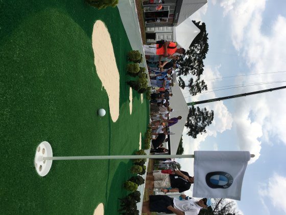 The BMW ‘welcome village',featured an imossible long-putt challenge'