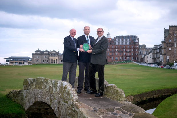 Presentation of Green Tourism GOLD Award to SAL (from left) Ewen Bowman, Operations Director (SAL), Steve Race, Links Management Committee Chairman, Jon Proctor, Green Tourism CEO