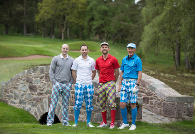 Team Awesome - Morphsuits founders Fraser Smeaton, Ali Smeaton and Gregor Lawson with the Smeaton brothers' father Kent