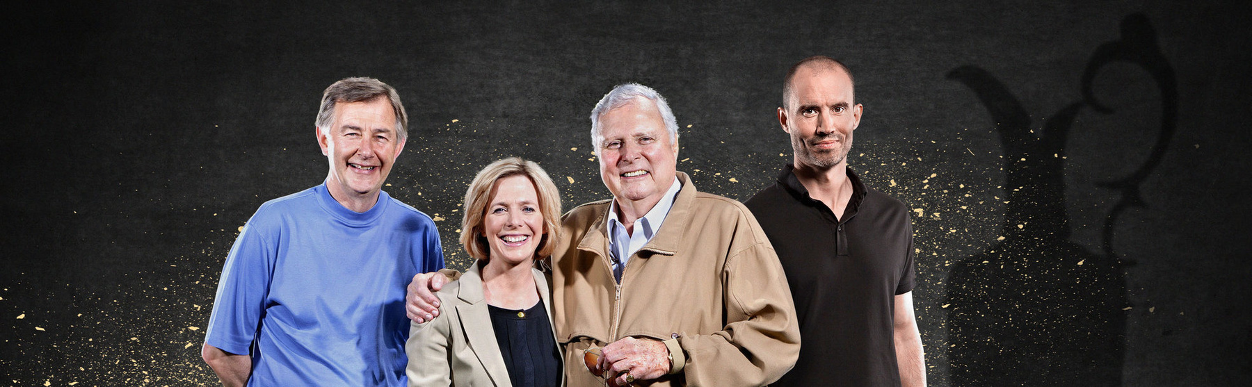 Programme Name: BBC Golf - TX: n/a - Episode: n/a (No. n/a) - Picture Shows:  Ken Brown, Hazel Irvine, Peter Alliss, Andrew Cotter - (C) BBC - Photographer: various