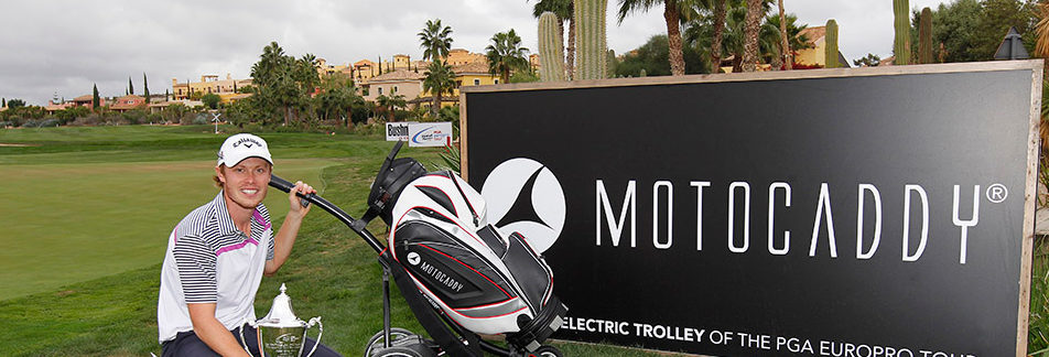 2016 EuroPro Tour Championship winner Peter Tarver-Jones with his Motocaddy prizes