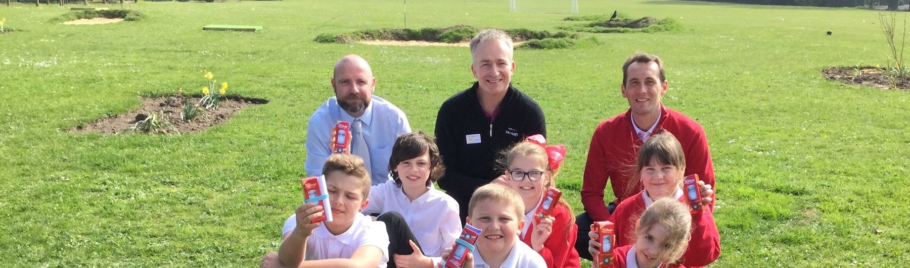 St Osyth, Opening day (from left) Paul Bertram, Deputy Head at St Osyth, Brendon Pyle, Chief Executive of the Golf Foundation and Tom Hide of the Coastal Golf Academy