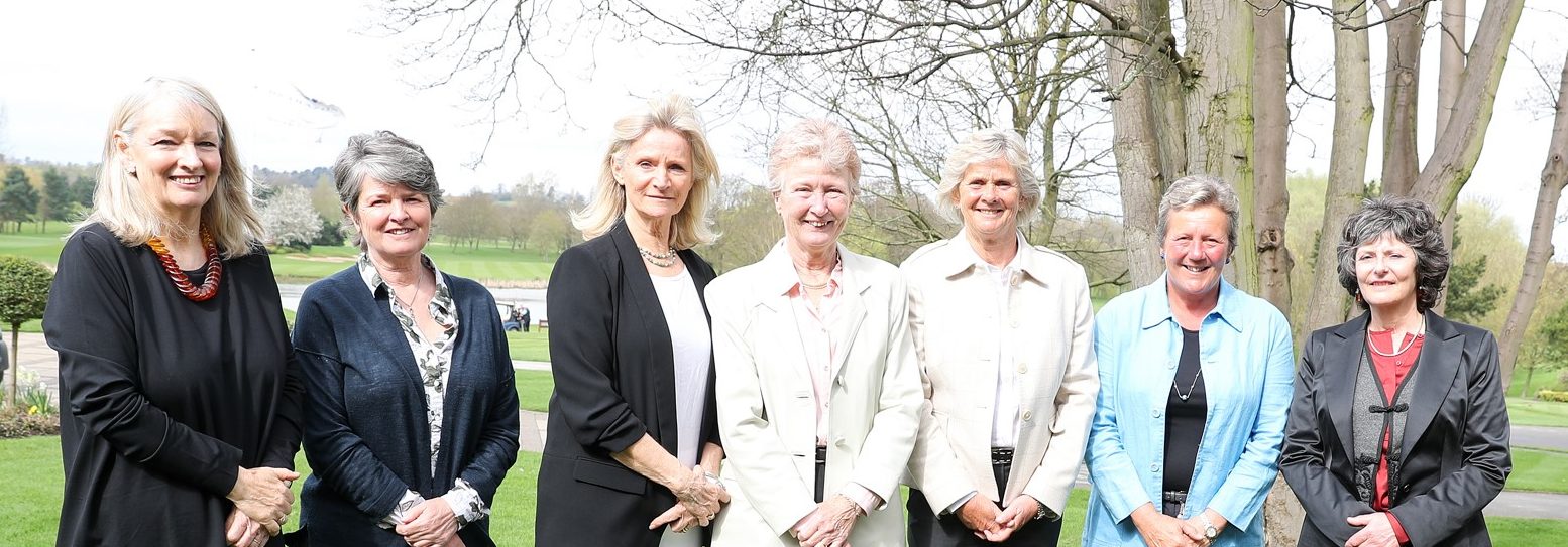 Seven of the nine founding WPGA Members attended a lunch at The Belfry in celebration of them becoming PGA honorary members (from left): Catherine Panton-Lewis, Jane Forrest, Jane Denman (nee Chapman), Maxine Burton, Denise Hastings, Christine Langford and Susan Bamford (Beverly Huke and Joanna Smurthwaite were unable to attend) (photo credit Adrian Milledge)