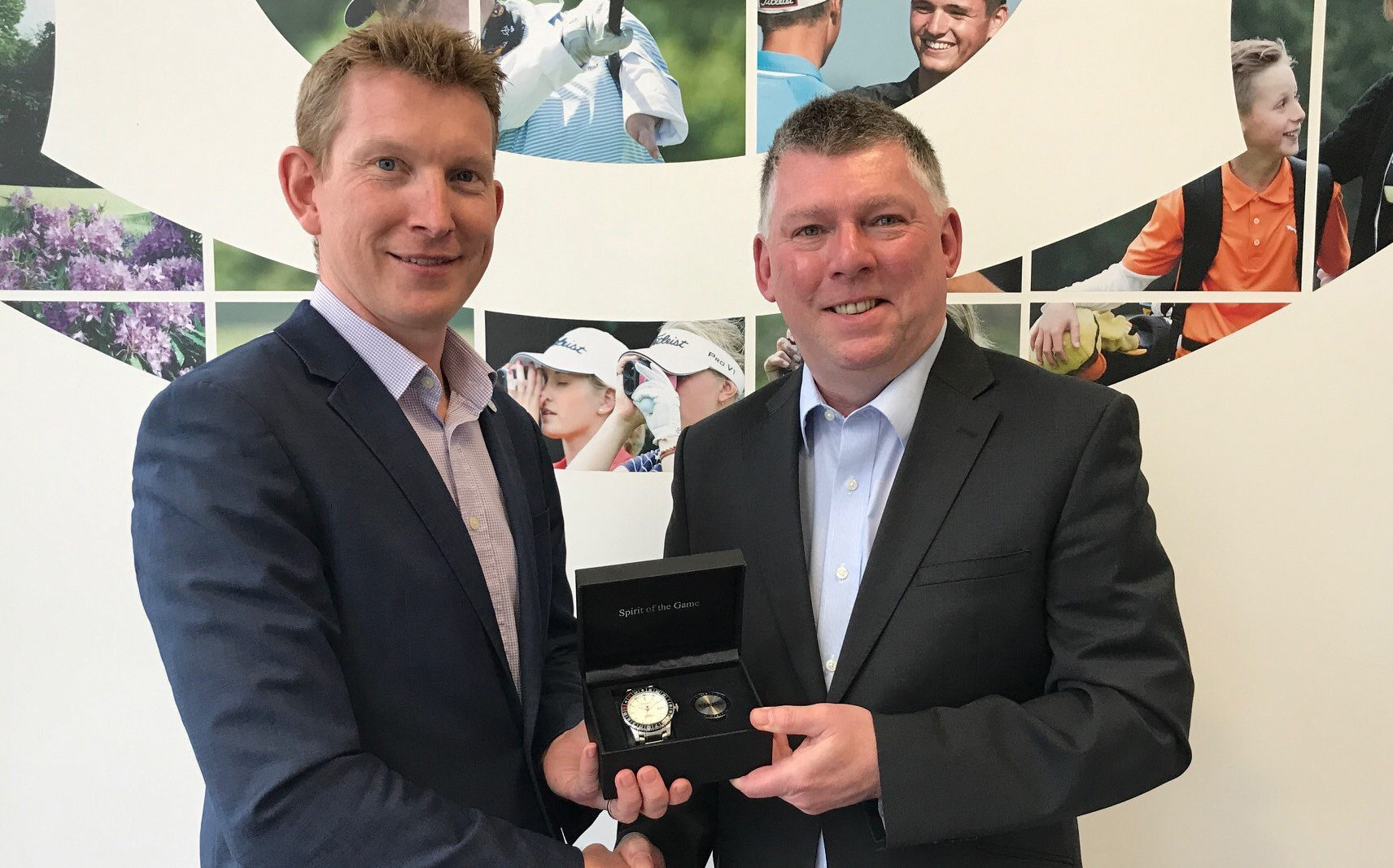 Nick Pink, England Golf Chief Executive (left) with Gary Butler, ETIQUS Founder