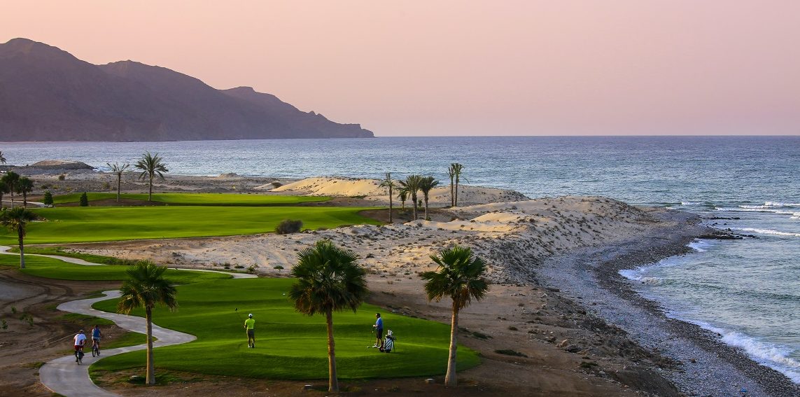 The golf course in Jebel Sifah
