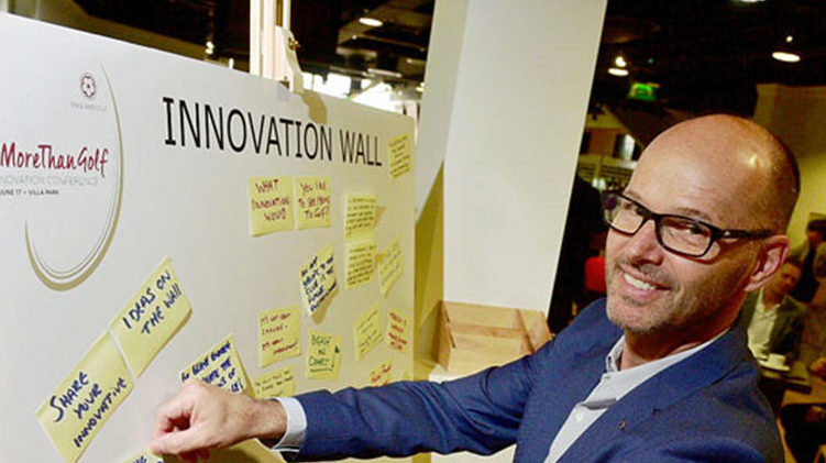 Fredrik Lindgren of the European Tour adds his suggestion to the innovation comment wall. (Image copyright Leaderboard Photography)