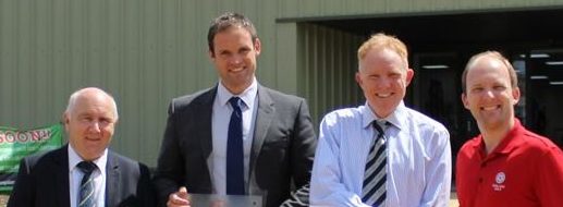 England Golf regional manager Gareth Shaw (right) present the GolfMark Award to (from left) Calderfields' club president Tom Keenan, club general manager Dan Lowe, and golf manager Jamie Cundy