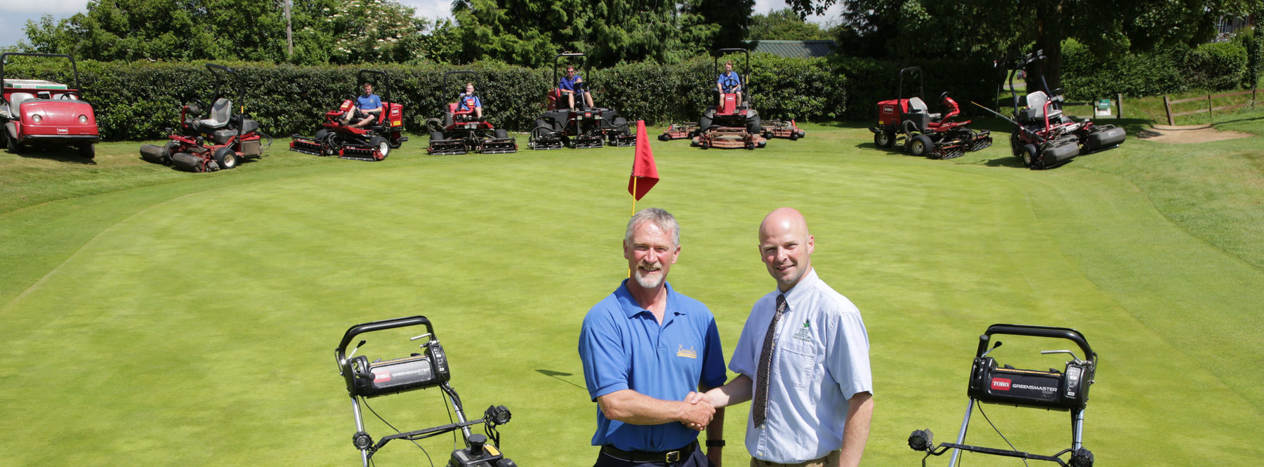 Sherborne Golf Club’s course manager Chris Watson, left, with Elliot Wellman from Devon Garden Machinery