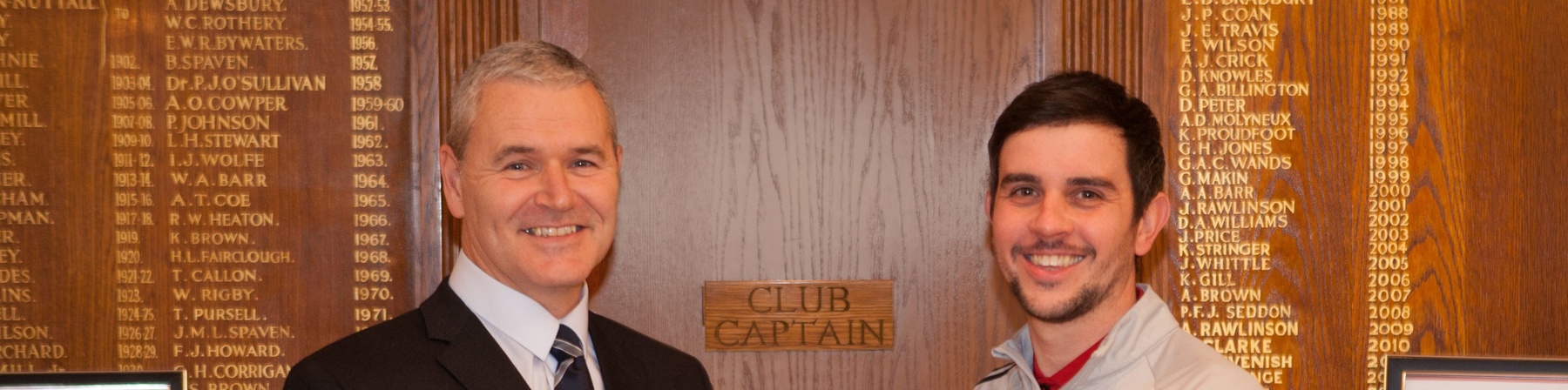 Grange Park Golf Club receives their award for GolfMark (from left) Director of Golf Stephen Dunne and Adam McAlister, England Golf’s Club Support Officer (Lancashire)