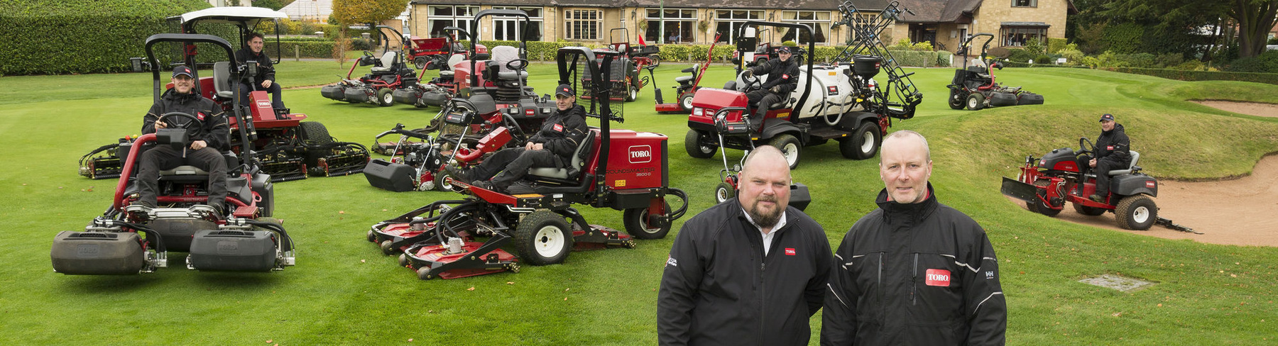 Moor Hall course manager Wayne Ganning, right, with Reesink’s Jon Lewis 
