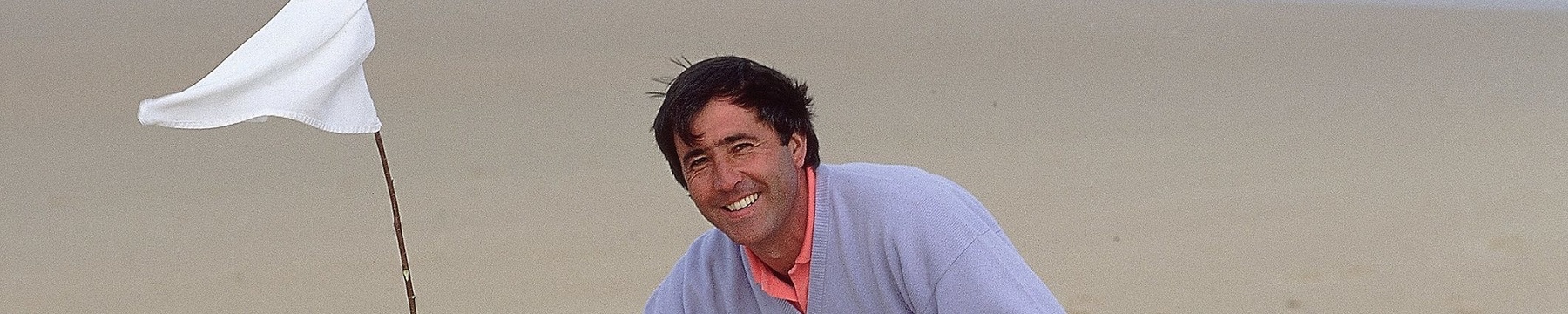 1990:  Seve Ballesteros of Spain practices on the beach during a feature shoot in Pedrena, Spain.  Mandatory Credit: David Cannon /Allsport