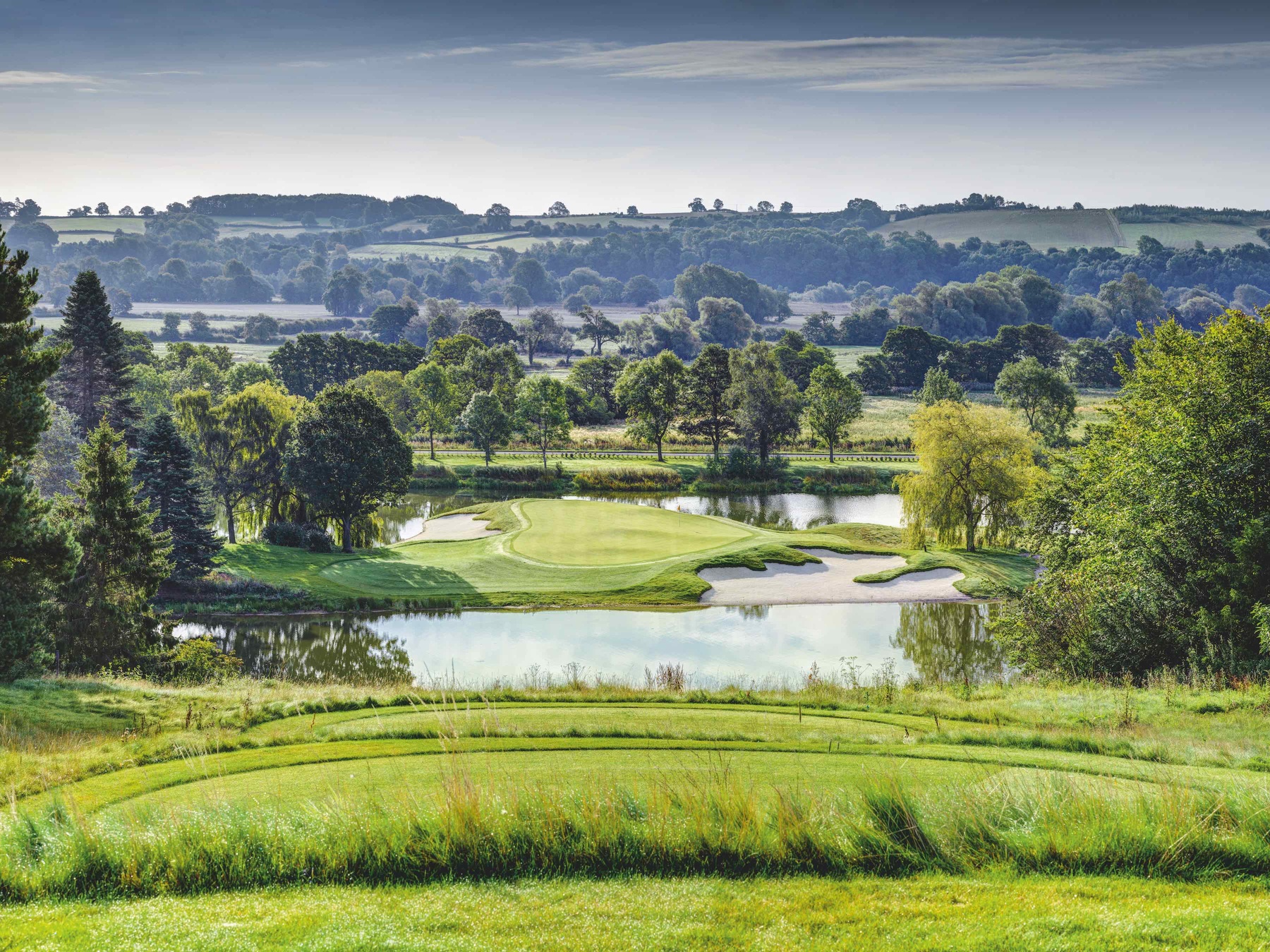 The par-3 17th plays to stunning island green