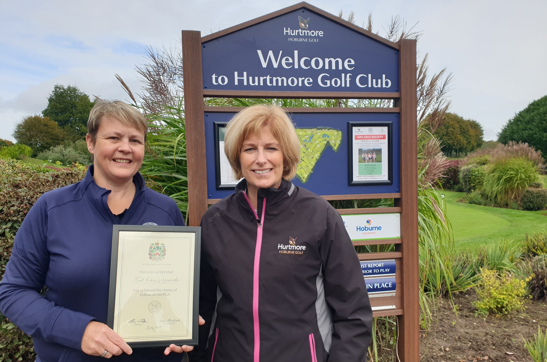 Kat Chaszczewski and Hurtmore Club Manager Maureen Harman