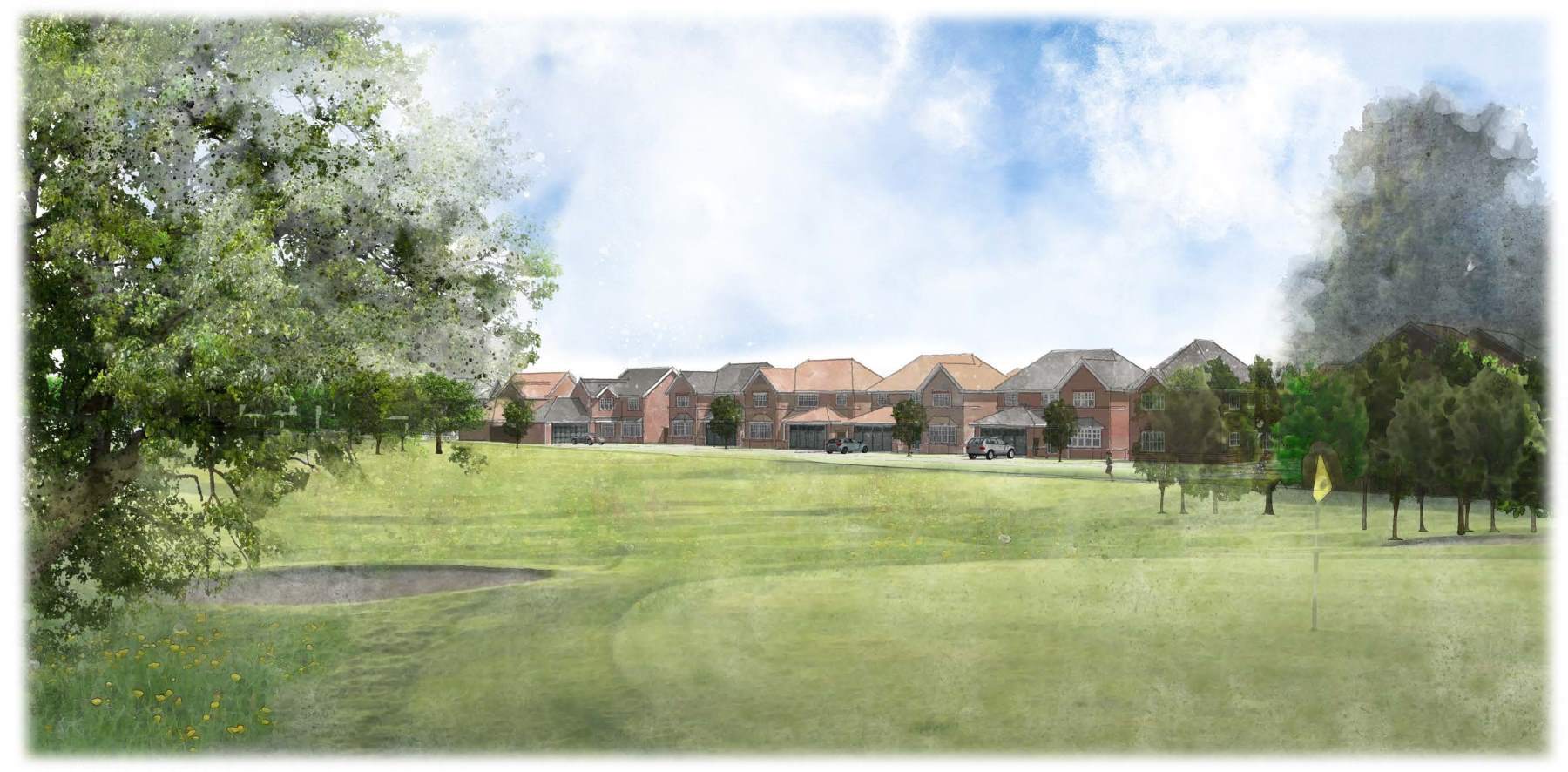 Artist’s impressions show new homes overlooking the re-modelled 9-hole course