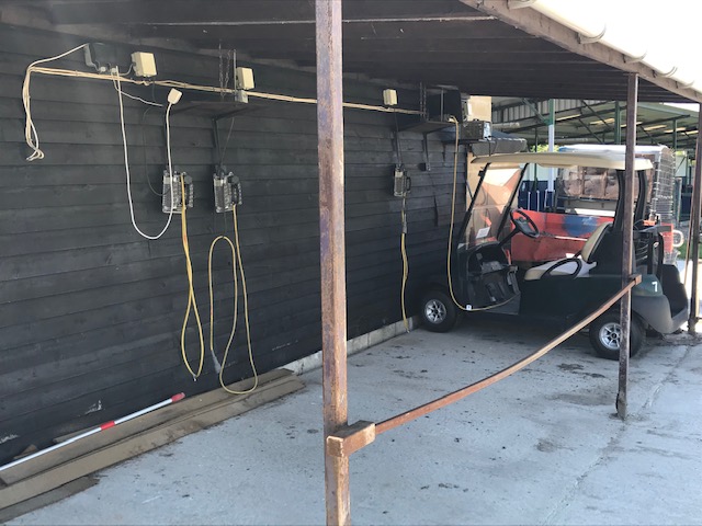 Picture of buggy storage/charging area at Hadden Hill Golf Course