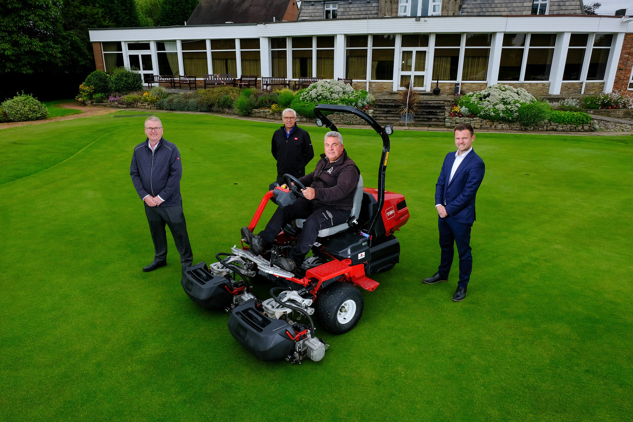 Reesink Turfcare’s Mike Turnbull, Cheshire Turf Machinery’s Steve Halley, course manager Ian Beech and general manager Richard Beech