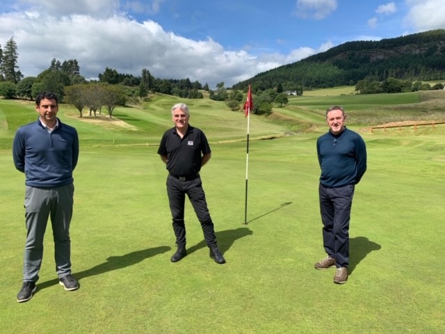 New director of golf Niall McGill (left), company director Stephen Carruthers and pro Gary Casey pictured at Pitlochry Golf Club 