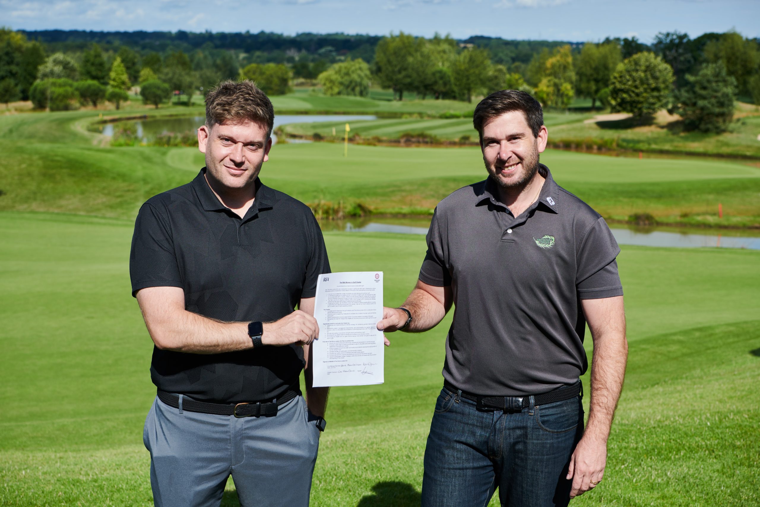 Directors Ceri and Cae Menai-Davis at The Shire London with Signed Women in Golf Charter