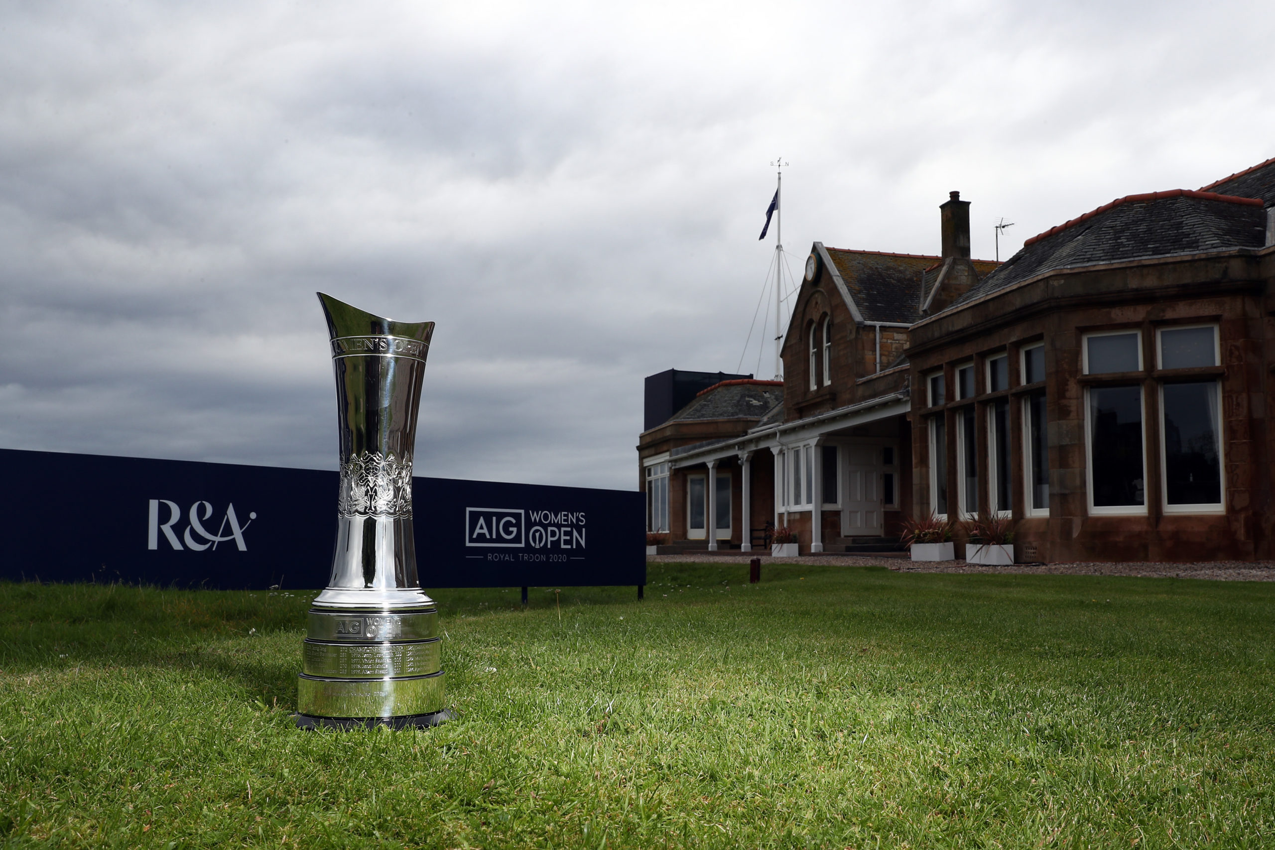 TROON, SCOTLAND - AUGUST 17: The AIG Women's British Open Trophy is pictured ahead of the AIG Women's Open at Royal Troon on August 17, 2020 in Troon, Scotland. (Photo by Jan Kruger/R&A/R&A via Getty Images)