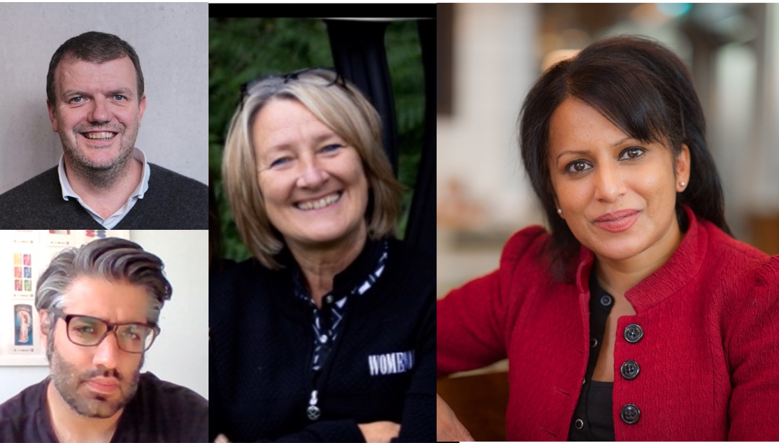 New Trustees, Davinder Jhamat (right), Kim Wild (centre), Sanjit Atwal (lower left) and Jim Brigden (top)