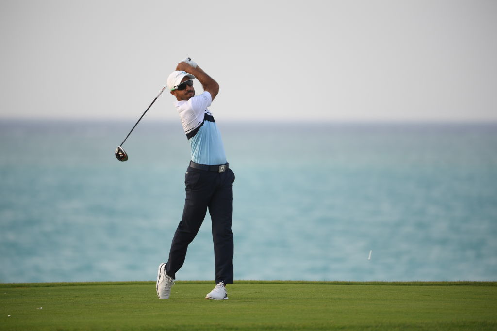 Othman Almulla of Saudi Arabia on the 17th tee during the first round of the Saudi International at the Royal Greens Golf &amp; Country Club on January 31, 2019 in King Abdullah Economic City, Saudi Arabia. (Photo by Ross Kinnaird/Getty Images)