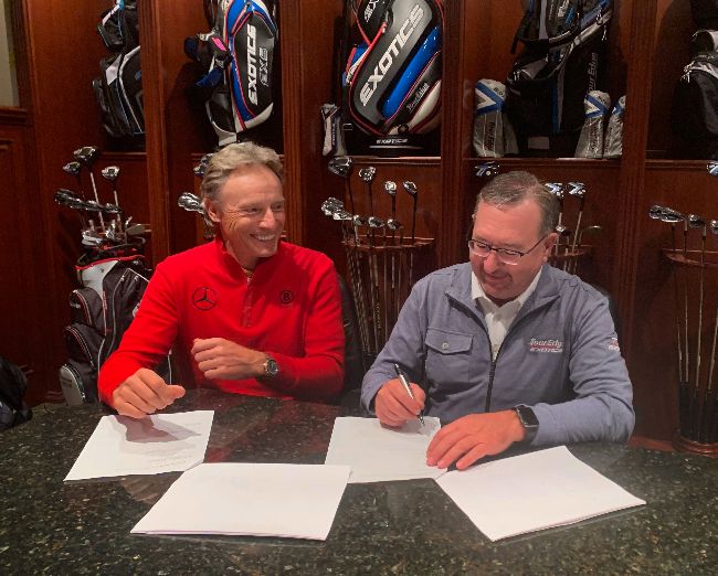 Bernhard Langer with Tour Edge's David Glod