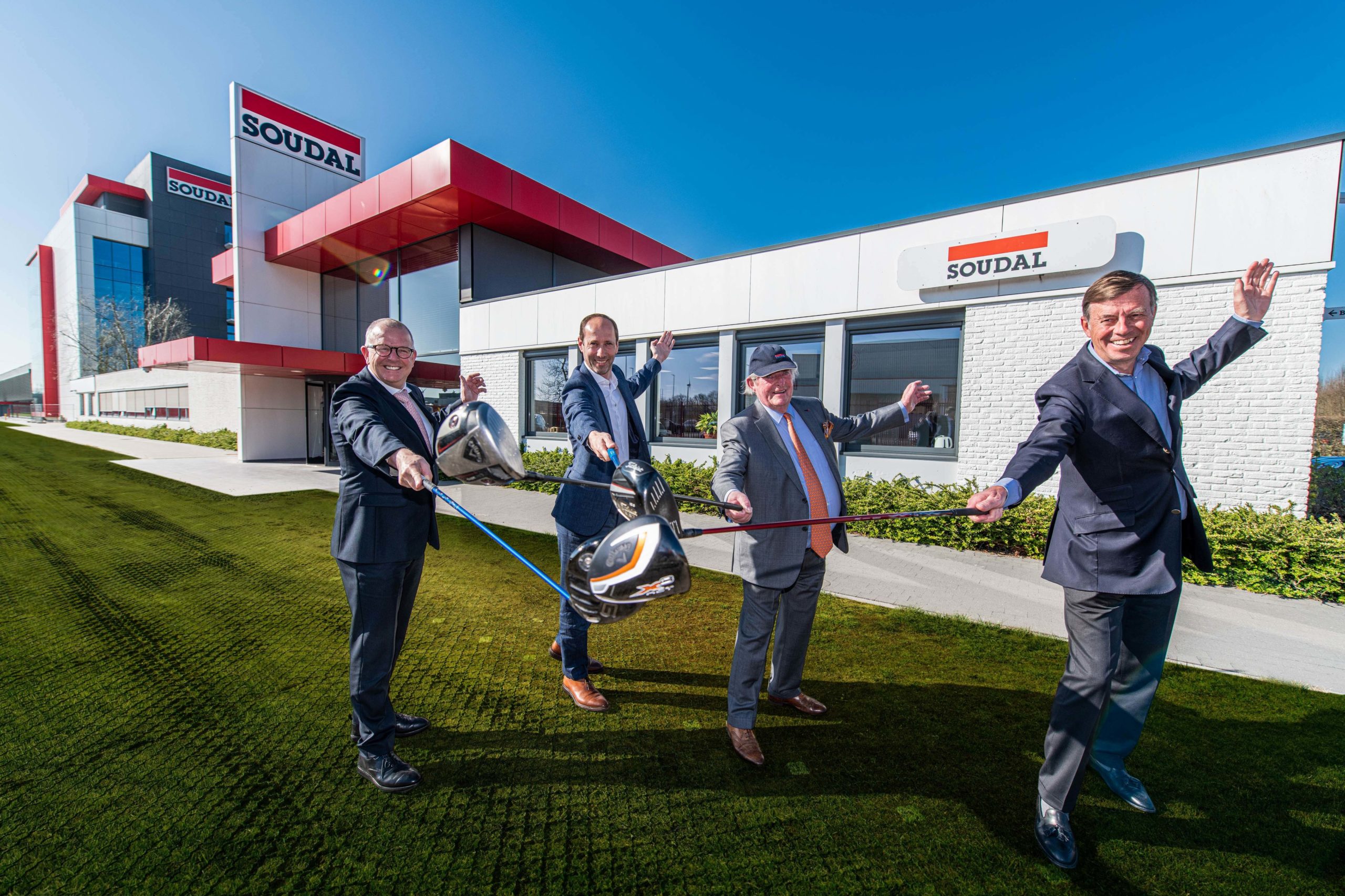 (L-R) Bob Verbeeck (CEO, Golazo), Dimitri Rombouts (President, Rinkven International GC, Vic Swerts (President, Soudal), Emmanuel Rombouts (President, Royal Belgian Golf Federation) 