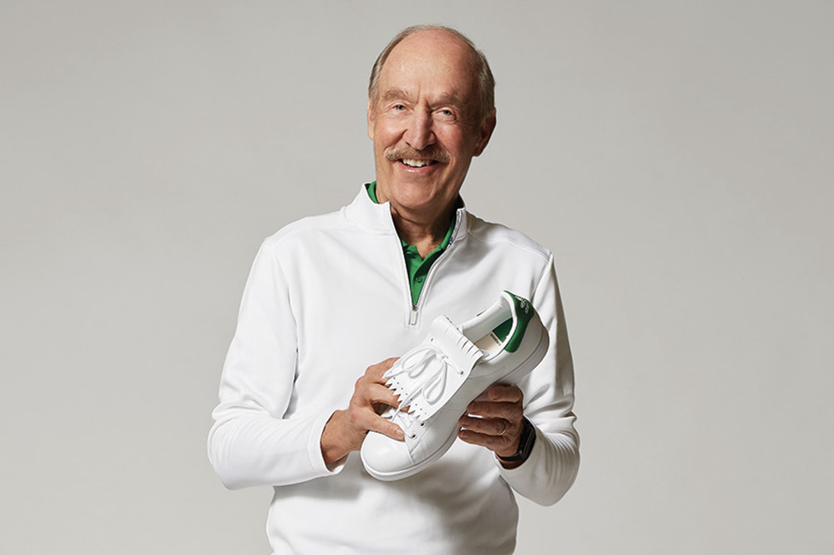 Legendary tennis player Stan Smith with the new Stan Smith Golf shoe