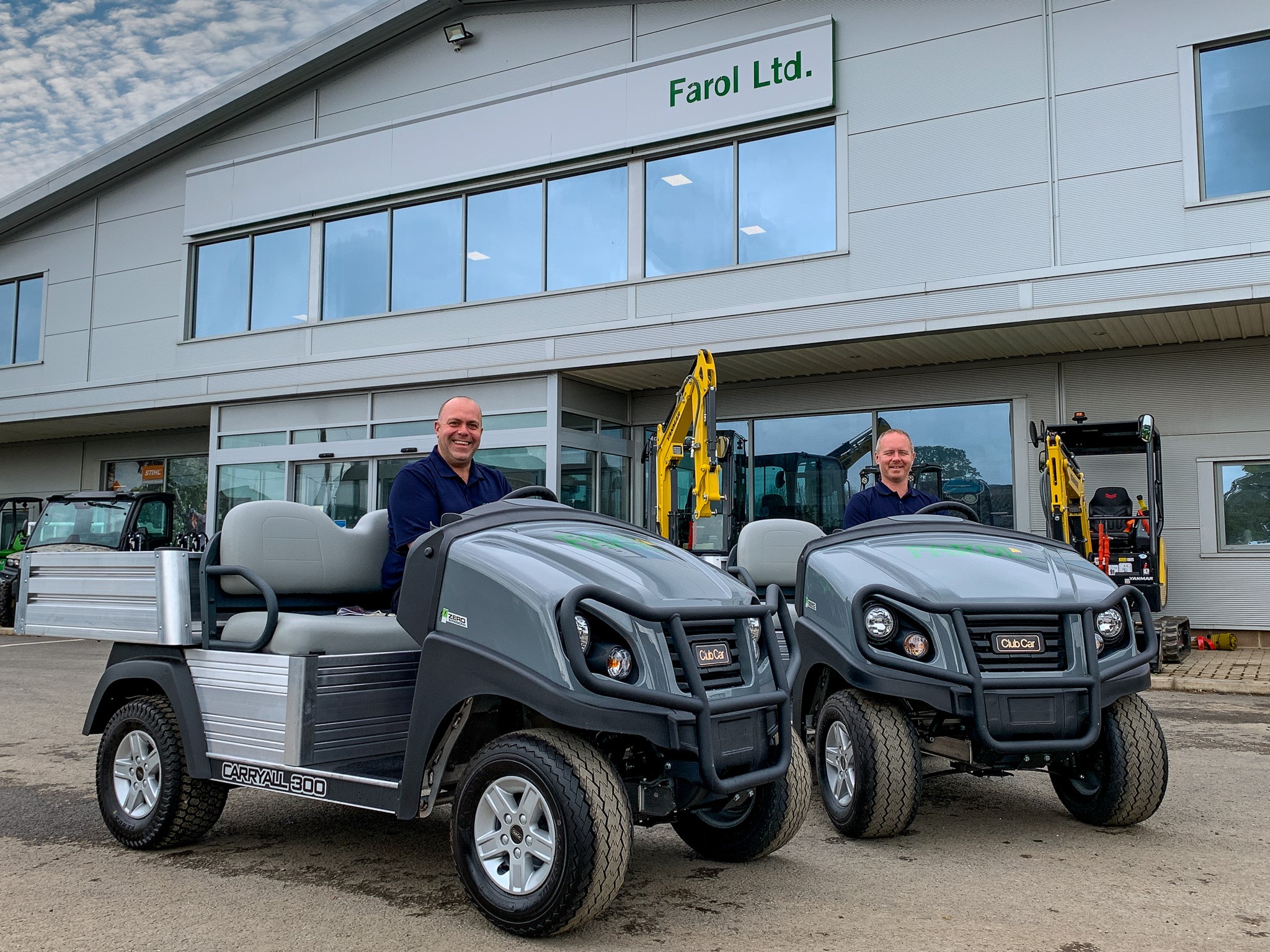 James Moore, Farol Golf & Turf Business Director, (left) and Darren Jones, Farol Group Utility Vehicle Specialist, after it was announced the company has become a UK distributor of Club Car’s commercial range