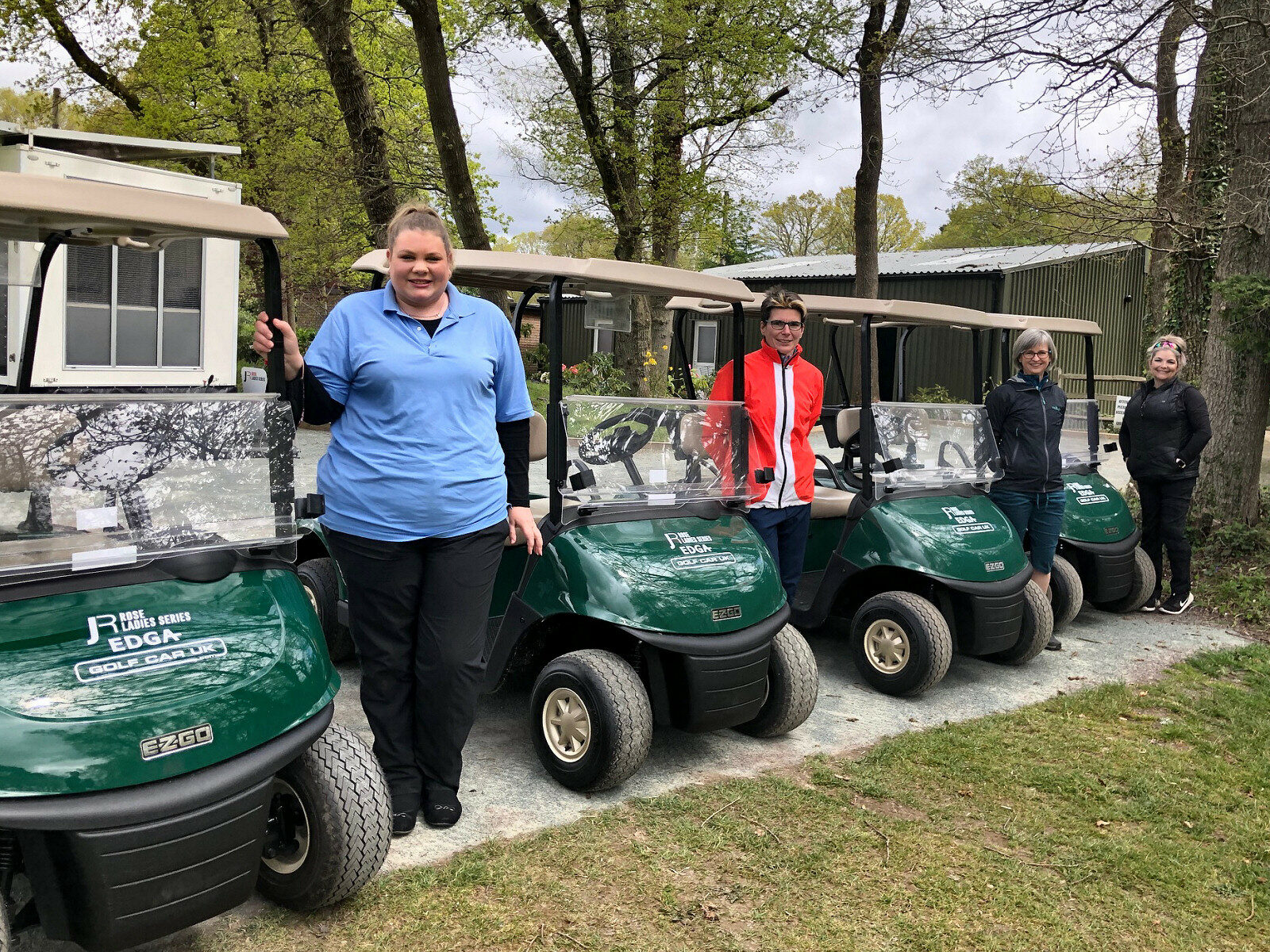 EDGA golfers with their Golf Car UK buggies at Brockenhurst Manor, May 2021