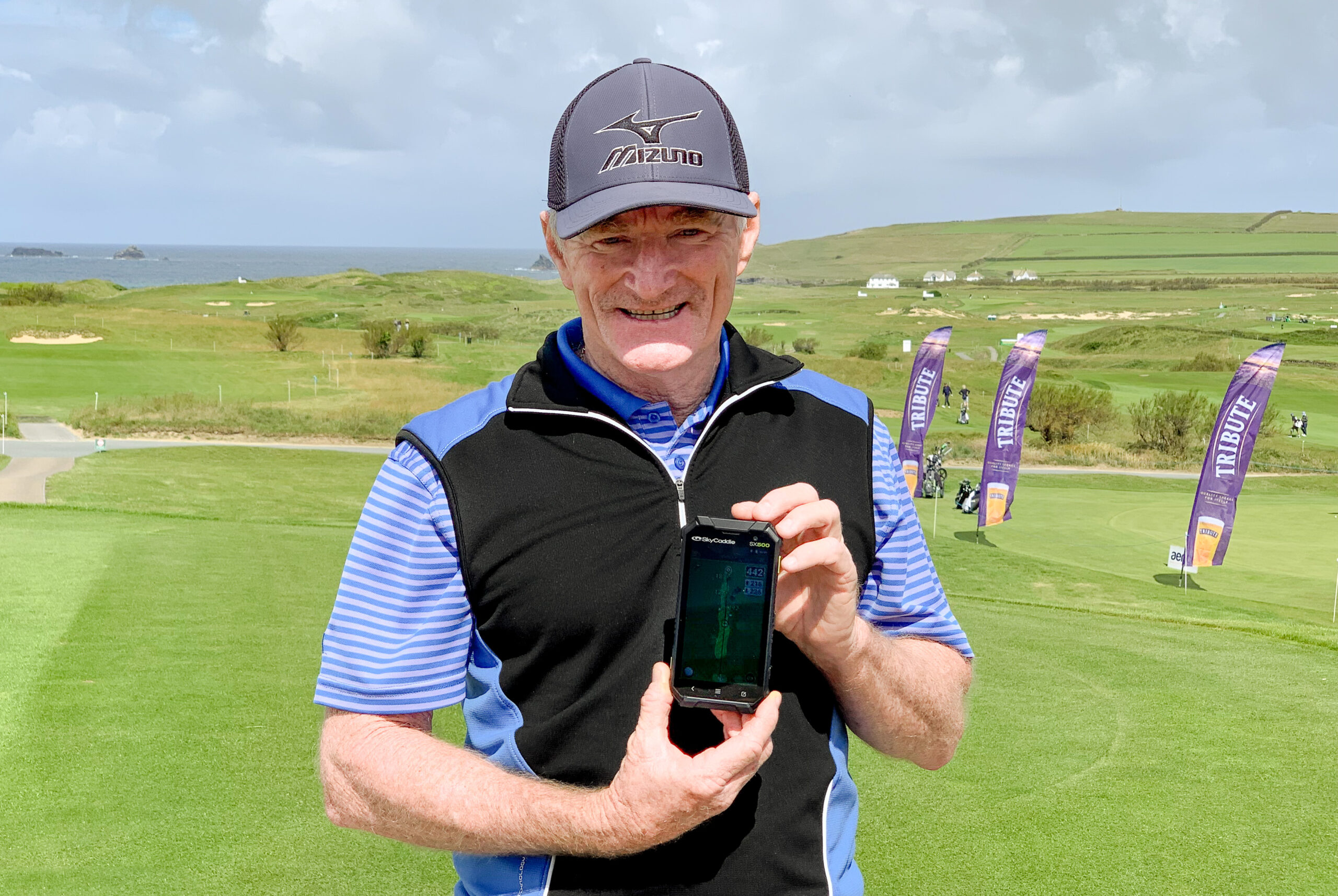 Farmfoods European Legends Links Championship winner Chris Williams used a Skycaddie GPS device during the tournament at Trevose