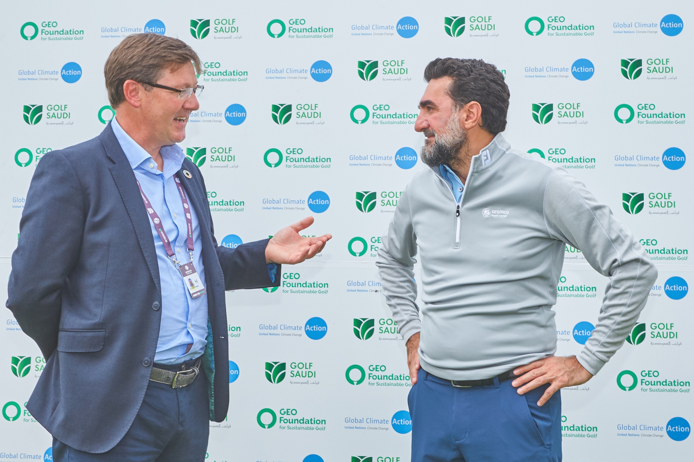 (L-R) Jonathan Smith, Executive Director and Founder, GEO Foundation and His Excellency, Yasir Al-Rumayyan, Chairman, Golf Saudi