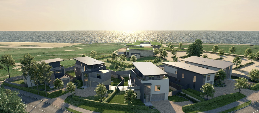 An artist's impression of the five new homes to be built at Felixstowe Ferry Golf Club