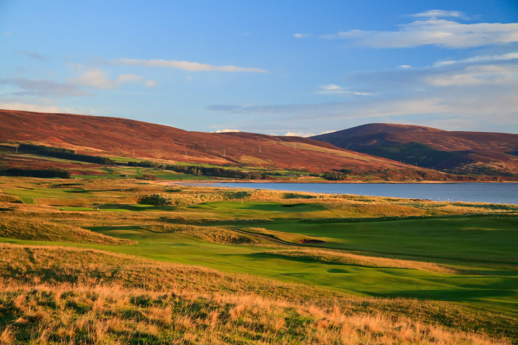 The 17th fairway and 2nd green at Brora Golf Club
