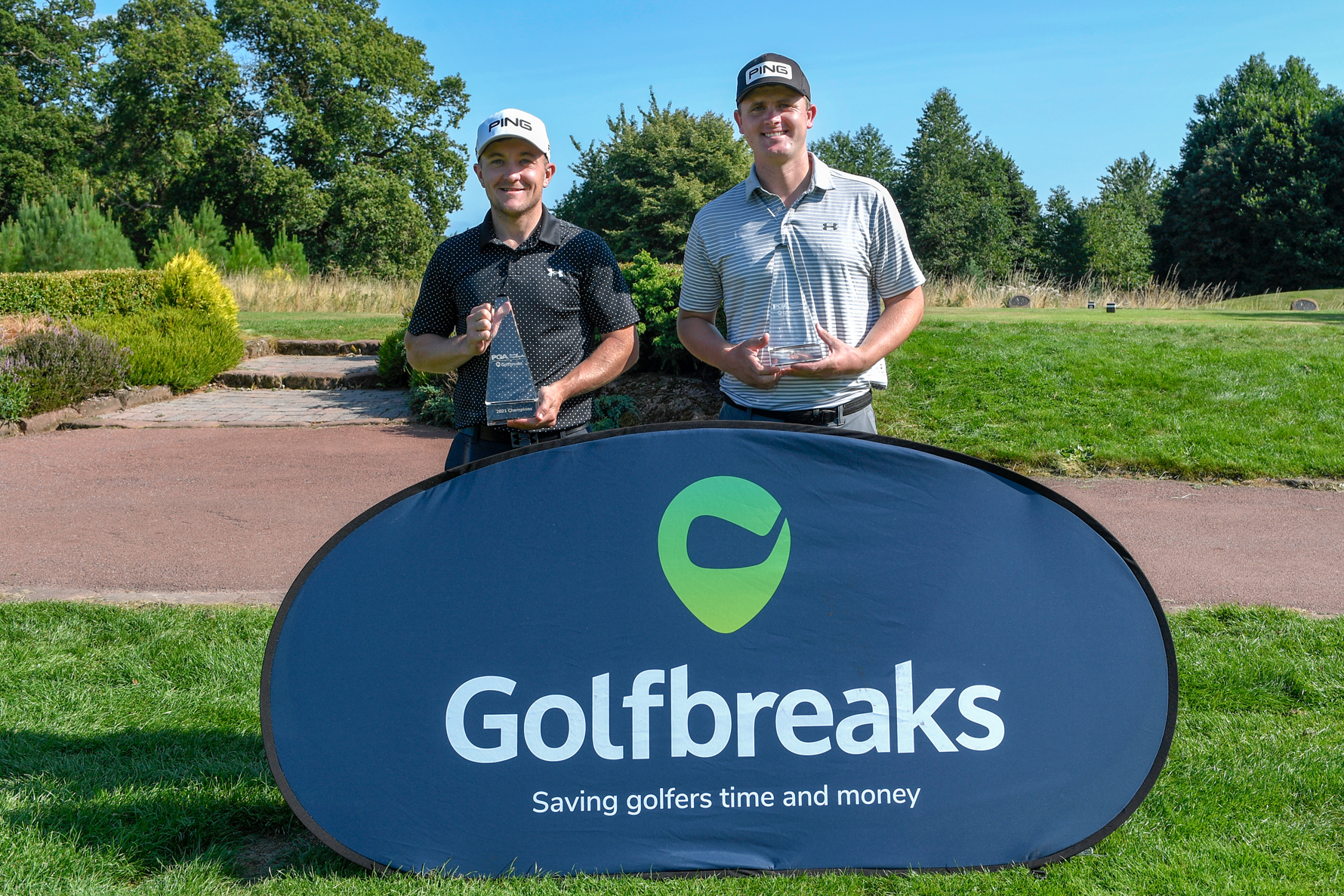 Golfbreaks PGA Fourball Championship winners, Rich James (left) and Matt Moseley