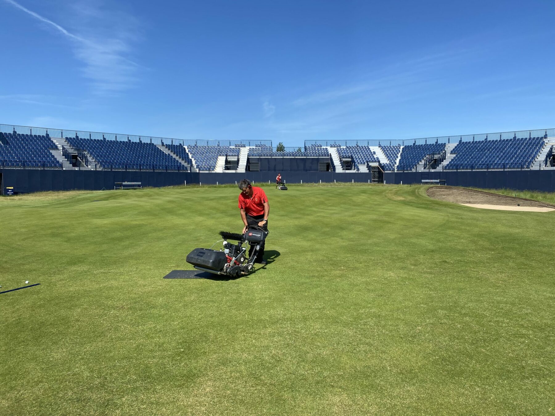 The greenkeeping team hard at work, preparing the course for The Open with the help of Toro