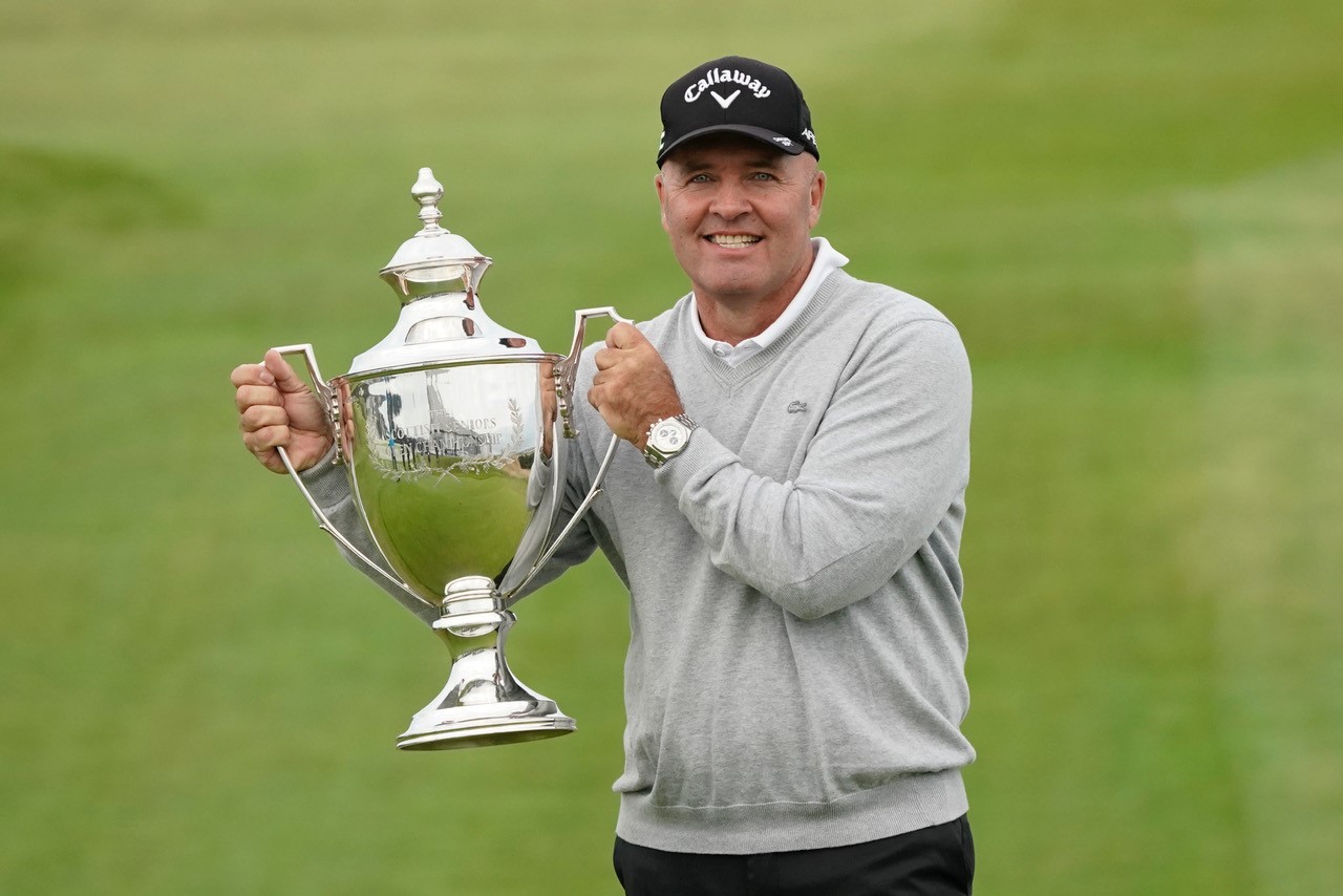 Thomas Levet with the Scottish Senior Open trophy