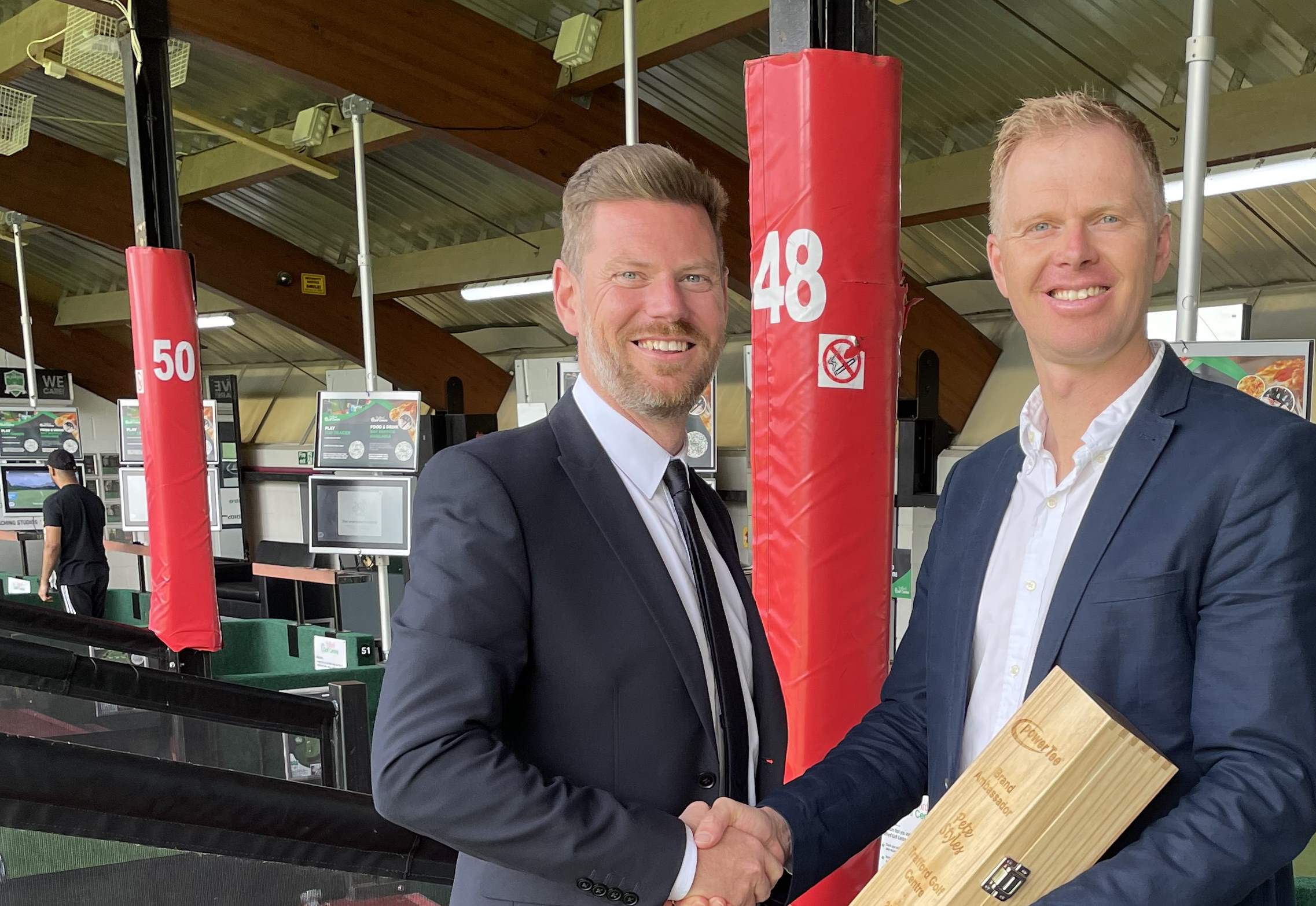 Matt Foley and Pete Styles (right) at Trafford Golf Centre