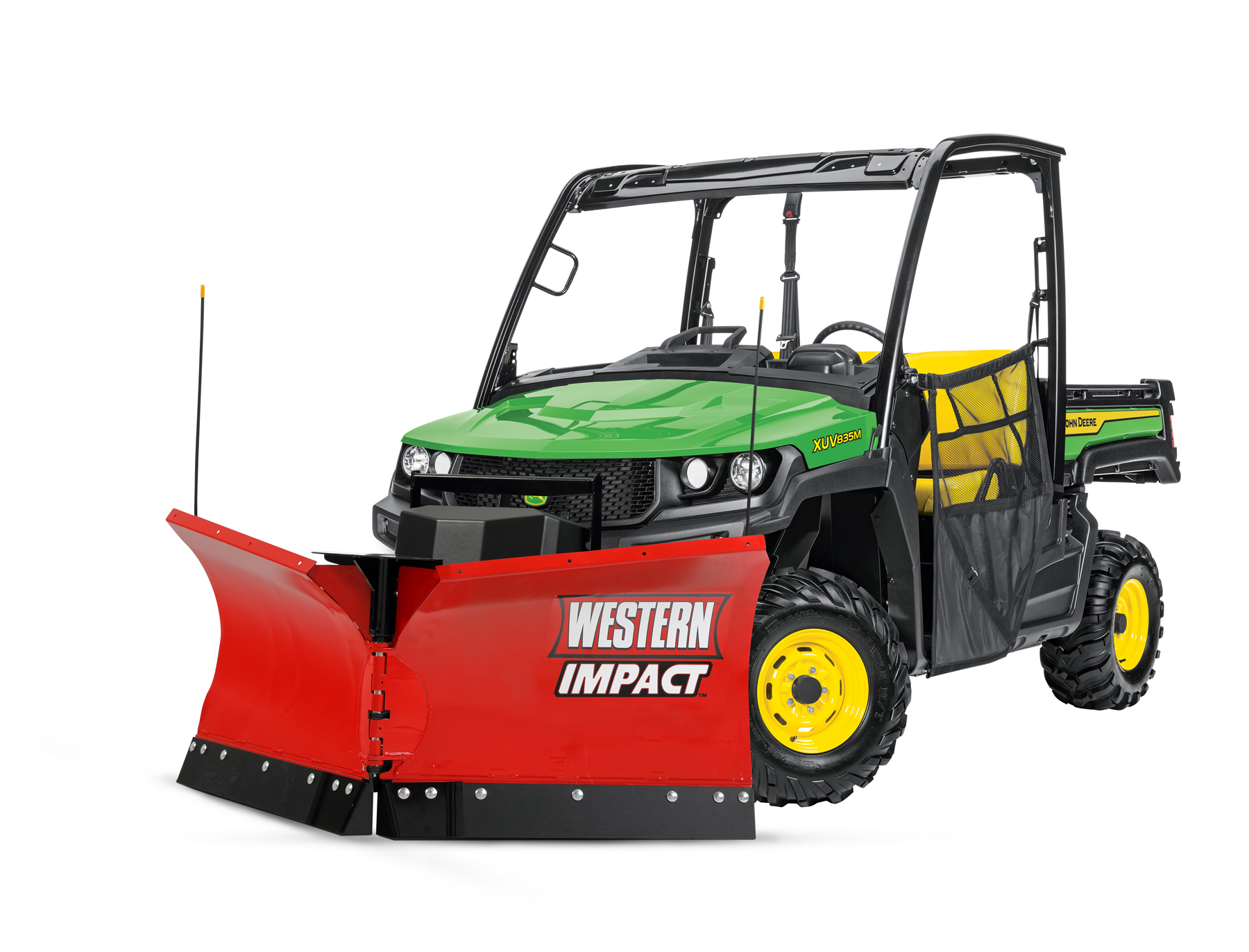 Western Impact snow plough on John Deere Gator
