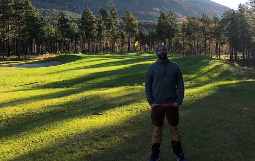 Nathan Carmichael at Narvik Golf Club in the Arctic Circle
