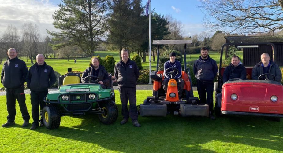 The Shirley Golf Club greenkeeping team with Andrew at far left